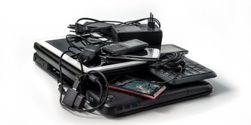 pile of black electronics