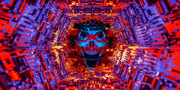 Evil artificial intelligence skull