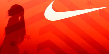 Nike logo in red background