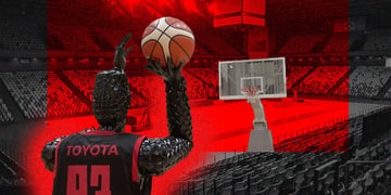 robot playing basketball