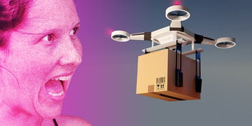 Human screaming at a drone.