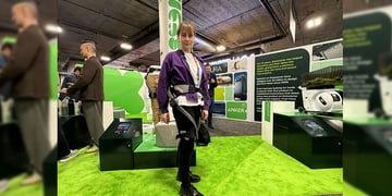 Konstancija trying exoskeleton CES 2025