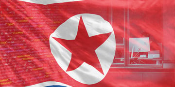 North Korean Flag near office.