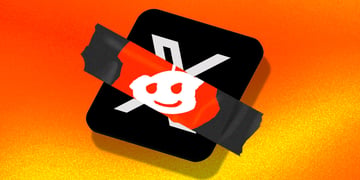 Reddit logo on top of X (Twitter) logo illustrating a ban