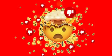 An overwhelmed emoji head exploding.