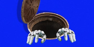 A robot climbing out of the sewer.