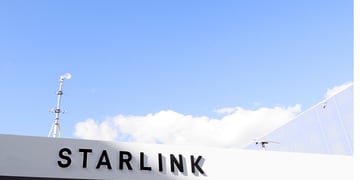 Starlink office and a blue sky.