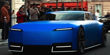 Jaguar Type 00 electric car concept on road in Paris