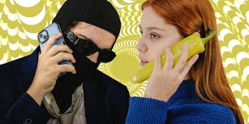 Scammer on a phone targeting a victim, phone scam, crypto scam, AI scam
