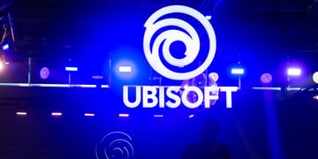 Ubisoft logo glowing in blue light