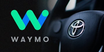 Waymo logo and Toyota logo as two companies explore partnership