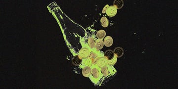 glass bottle with crypto coins