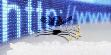 digital spider crawling across a url