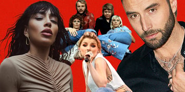 Loreen, Mans Zelmerlow, ABBA, Cornelia Jacobs in red background