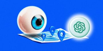 eyeball on a map and geogessr logo,  blue blackground