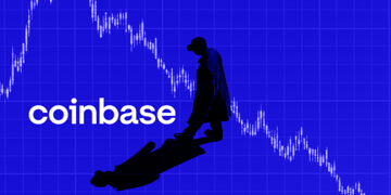coinbase, money line, man in blac, blue in the background