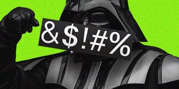darth vader cursing in green background with first up