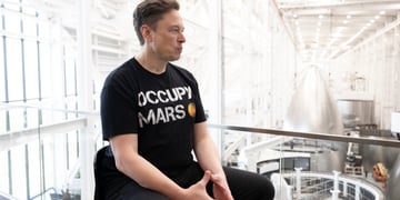 elon musk, black t-shirt, occupy mars sign