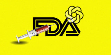 FDA logo with chat gpt in yellow background with yellow syringe