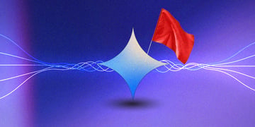 gemini nano waving a red flag in violet background