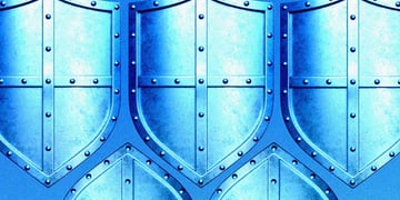 blue and silver shields