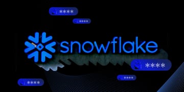 Snowflake logo with security locks and passwords
