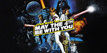 A flyer showing the Star wars characters in action.