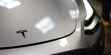 Silver tesla car hood
