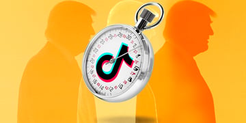 timer with tiktok logo with trump in the background