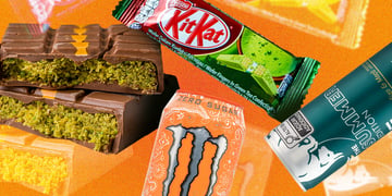 Various foreign editions of groceries like weird Kitkats and energy drinks.