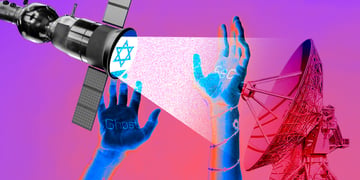 Ghostsec, Israel flag, and satellites