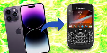 An iPhone transitioning to a Blackberry