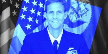 Timothy Gallaudet - ex navy officer and the American flag.