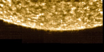 black and brown background, sun sounth in front with white meridians