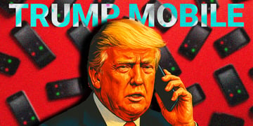 cartoon red trump talking over the phone