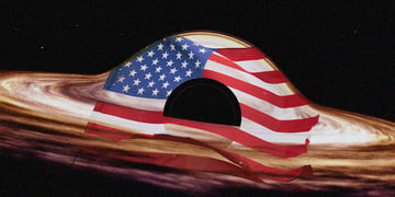 An abstract pic of the US flag under digital threat.