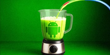 google straw, android blender green cocktail