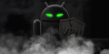 dark grey android bot logo with dark grey broken vpn shield