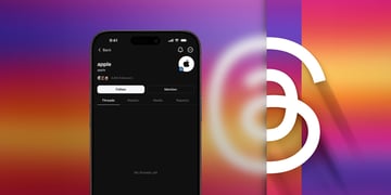 Phone screen shows Apple Threads account