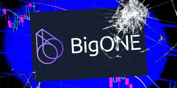 bing ONE logo in white and purple, broken white glass