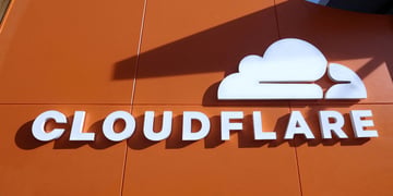 Cloudflare logo on a building