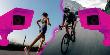 a runner and a cyclists observed via CCTV cameras