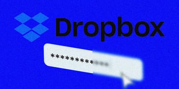 dropbox written in black, blue background, white password line