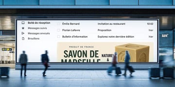 Someone's email inbox as an actual billboard in a public place.