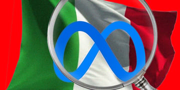 italy's flaf, meta logo, magnifying glass, red, white, green