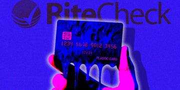 RiteCheck logo with a leaking payment card