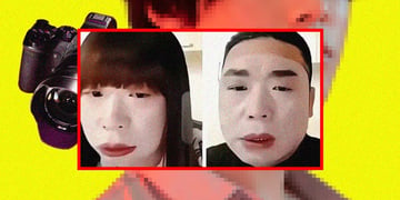 Chinese sexual perpetrator and victim illustrated in cosplay video call.