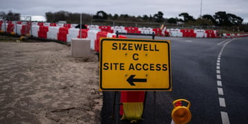 Sign leading to Sizewell C nuclear power plant construction site