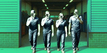 A bunch of influencers, dressed as mechanics, about to wreak havoc.