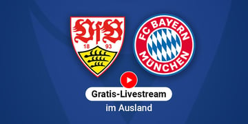 Logos der Fußballmannschaften VfB Stuttgart gegen FC Bayern München
